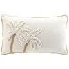 Image de Coussin déhoussable tufté motif palmier - Taille: 30x50cm - Coloris: Ecru