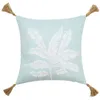 Image de Coussin Hera 40 x 40 cm coton/polyester bleu déhoussable avec pompons