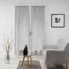 Image de Voilages passe-tringle Milza 2x70x240 cm - Effet lin tissé Anthracite (paire)