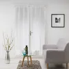 Image de Paire de voilages droits passe-tringle 2 x 70 x 240 cm   Effet lin tissé   Milza Blanc