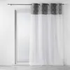 Image de Douceur dIntérieur - Panneau à oeillets voilage 140 x 240 cm voile sable & top coton imprimé Sibel gris