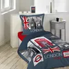 Image de Parure de couette - CITY LONDON - 140 x 200 cm - 100% coton - Rouge et Blanc - Design contemporain