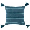 Image de CDaffaires Coussin dehoussable pompons 40 x 40 cm coton jacquard jakady Bleu