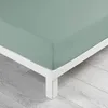 Image de Drap housse coton lavé Linette Sauge 140x190 cm - Vert deau - Douceur Dintérieur
