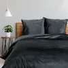 Image de Housse de Couette 240 x 220 cm   Velours Uni   Velina Anthracite + 2 Taies