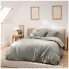 Image de Parure de lit 3 pièces 260 x 240 cm en fils teints lavés unis   meline anthracite (60 fils) 1644995-anthracite