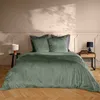 Image de Parure de lit en velours uni Kaki 240x220 cm