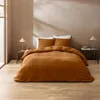 Image de Parure de lit 3 pièces en coton tissage épais housse + taies Marron Clair 240x220 cm