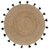 Image de Tapis rond - DOUCEUR DINTERIEUR - Shira Noir - Jute - 120 cm - Pompons noirs