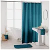 Image de Rideau de douche en polyester uni avec crochets - L 200 x l 180 cm - Bleu pétrole