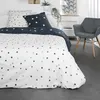 Image de Parure de lit en coton réversible - Sunshine - l 220 x L 240 - Imprimé carré - Blanc
