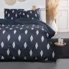 Image de Parure De Lit Double Réversible "sunshine" En Coton Imprimé De Losanges - Bleu - 240 X 260 Cm