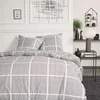 Image de Parure de lit double en coton flanelle imprimé quadrillé - Beige - 240 x 260 cm