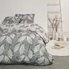 Image de Parure de lit double en coton flanelle imprimé de grandes feuilles - Vert/Beige - 240 x 260 cm