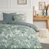 Image de Parure de lit double en flanelle de coton imprimé floral - Vert - 220 x 240 cm