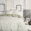 Image de Parure de lit double en coton flanelle imprimé de grandes feuilles - Vert kaki - 220 x 240 cm