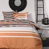 Image de Parure De Lit 2 Personnes - 240x220 Cm - 100% Coton - Orange, Noir Et Blanc