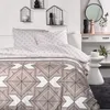 Image de Parure De Lit 2 Personnes - 240x200 Cm - 100% Coton - Beige, Noir Et Blanc