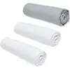 Image de Lot De 3 Draps Housses Essential - 160 X 200 Cm - 2 Personnes - 100% Coton - Craie/ Acier
