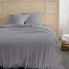 Image de Parure De Lit - - 123326 - 2 Personnes - 260x240cm - Gaze De Coton Unie - Acier