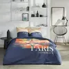 Image de Parure De Lit - Java - 2 Personnes - 240x220 Cm - Coton - Imprimé Paris - Bleu