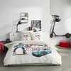 Image de Parure De Lit - Java - 2 Personnes - 240x220 Cm - Coton - Imprimé Street Racing - Blanc