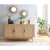 Image de Buffet AMANA effet chêne et cannage rotin 130cm - Bois