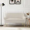 Image de Canapé droit MARCELINO fixe tissu bouclette beige