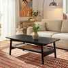 Image de Table basse ANATOLE noir et cannage rotin