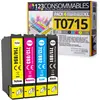 Image de 123consommables - T0715 - Pack Pour Epson T0715 T0711 T0712 T713 T0714 - Cartouches Compatible Avec