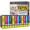 Image de 123consommables - T0715-12 Cartouches E711-e712-e713-e714 Compatible Pour Epson T0715 - Compatible A