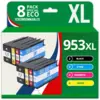 Image de 123consommables - 953xl - Pack De 4 Cartouches D'encre Compatibles Avec Hp Officejet Pro 8715 8710,