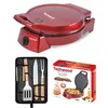 Image de Four à Pizza - Rouge - 1800 W - Revêtement antiadhésif - Diamètre 30 cm - Multifonctionnel + Ustensiles
