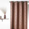 Image de Rideau tamisant en jacquard à rayures verticales design Marron chocolat 135x260 cm