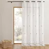 Image de Voilage brodé feuilles avec bas festonné Beige 140x240 cm