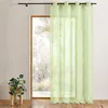 Image de Voilage tamisant en organza brodé à oeillets Vert clair 140x240 cm