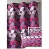 Image de Rideau - HOME MAISON - Motif triangle - Prune - 8 oeillets argent - Jacquard 100% polyester