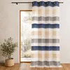 Image de Voilage organza à fines rayures horizontales colorées Bleu Marine 140x240 cm