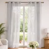 Image de Voilage poly-lin uni fluide Gris clair 140x240 cm