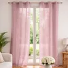 Image de Voilage poly-lin uni fluide Vieux rose 140x240 cm