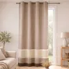 Image de Voilage satiné rayures horizontales Taupe 140x240 cm