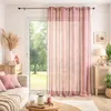 Image de Voilage organza à rayures et oeillets Vieux rose 140x260 cm