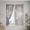Image de Paire De Petits Voilages Taupe Brodés Ronds Mêlés