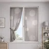 Image de Paire de petits voilages taupe brodés ronds mêlés Taupe 80x160 cm