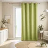 Image de Rideau uni en tissu lourd à oeillets carrés Vert tilleul 140x260 cm