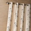 Image de Rideau shantung brodé bandes de motifs ethniques Beige 140x260 cm