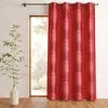 Image de Rideau shantung brodé bandes de motifs ethniques Rouge Orangé 140x260 cm