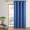 Image de Rideau tamisant en jacquard à motifs de rosaces Bleu 140x260 cm