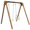 Image de Portique en bois carré 2 agrès avec balançoire bébé AMBRE
