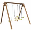 Image de Portique en bois carré 3 agrès avec balançoire bébé et face à face PIERRE